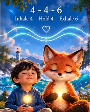 A boy and Lupa breathing calmly side by side.